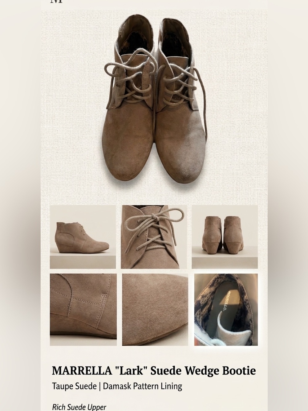 MARELLA Lark Suede Wedge Booties - Taupe Brown